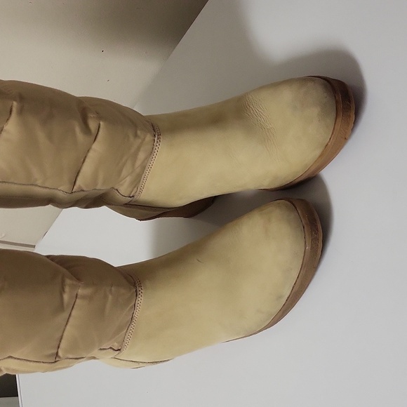 $Hostpick$Bama Lams vintage women's size 8wedge heel cream puffer high knee boot - Picture 7 of 17